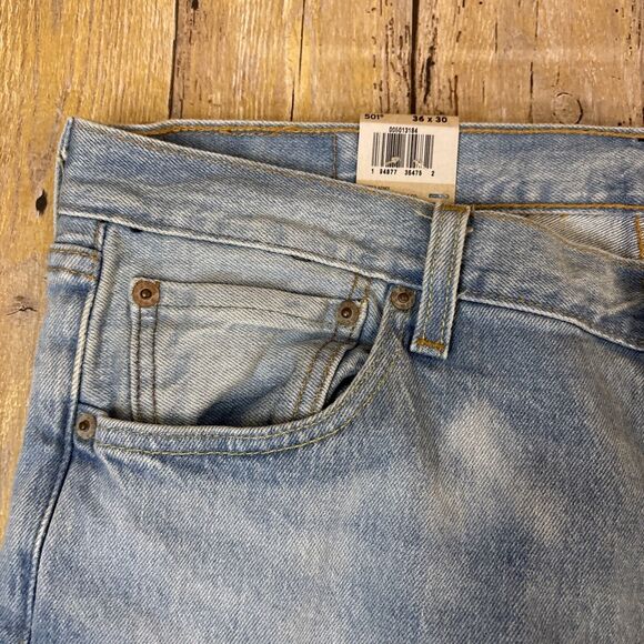 Levis 501 Original Stretch Button Fly Jeans Light Wash 36X30 NEW NWT - Picture 9 of 14